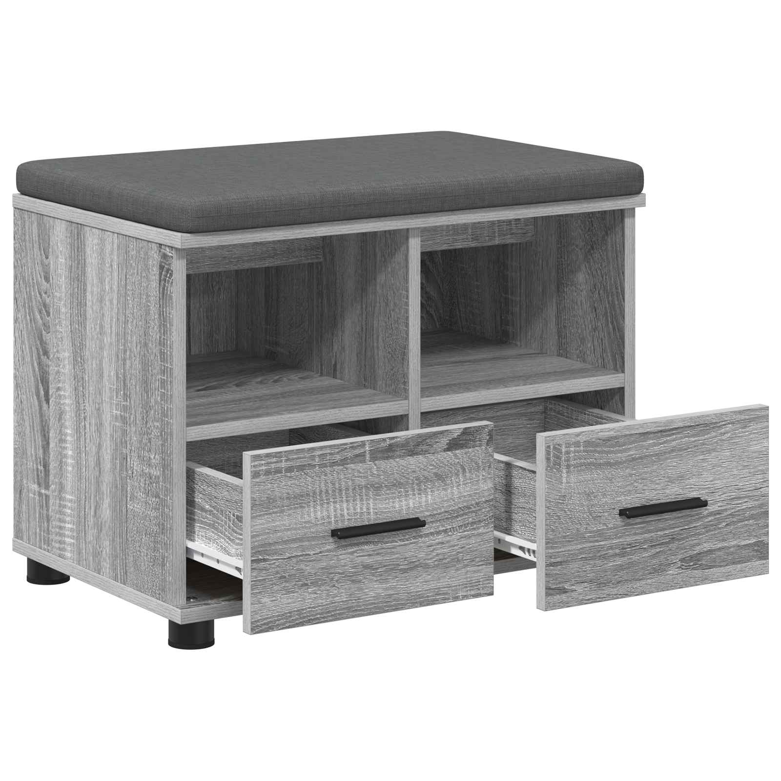 Flurbank mit Kissen mit Regal Graues Sonoma 60 x 38 x 46 cm