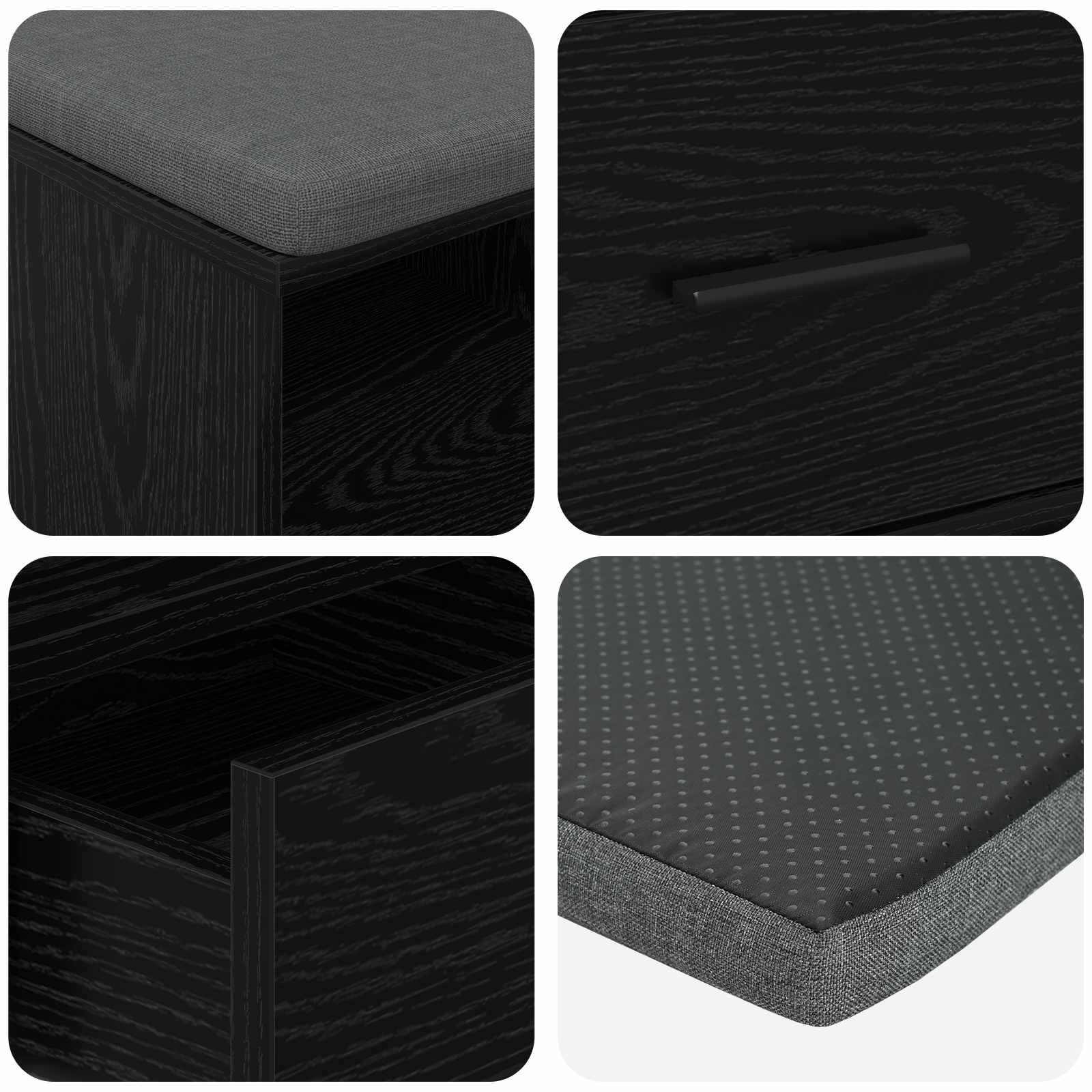 Flurbank mit Kissen mit Regal Schwarze Eiche 80 x 38 x 46 cm