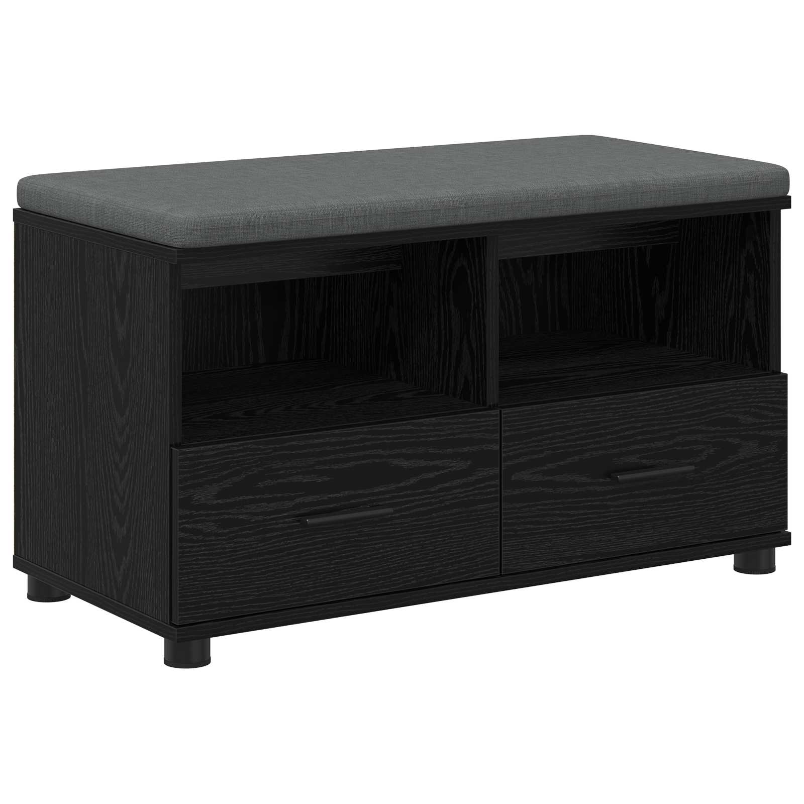 Flurbank mit Kissen mit Regal Schwarze Eiche 80 x 38 x 46 cm