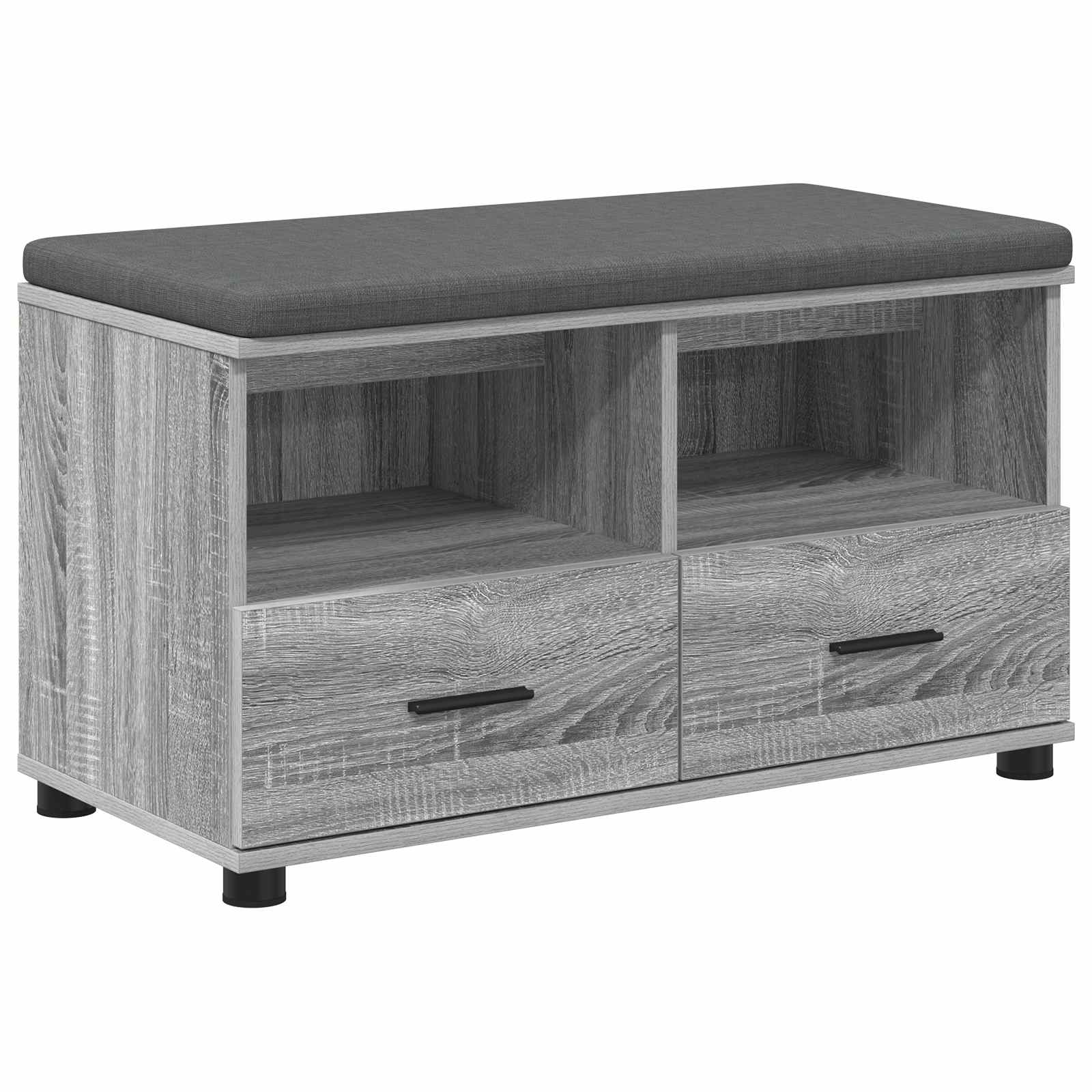 Flurbank mit Kissen mit Regal Graues Sonoma 80 x 38 x 46 cm