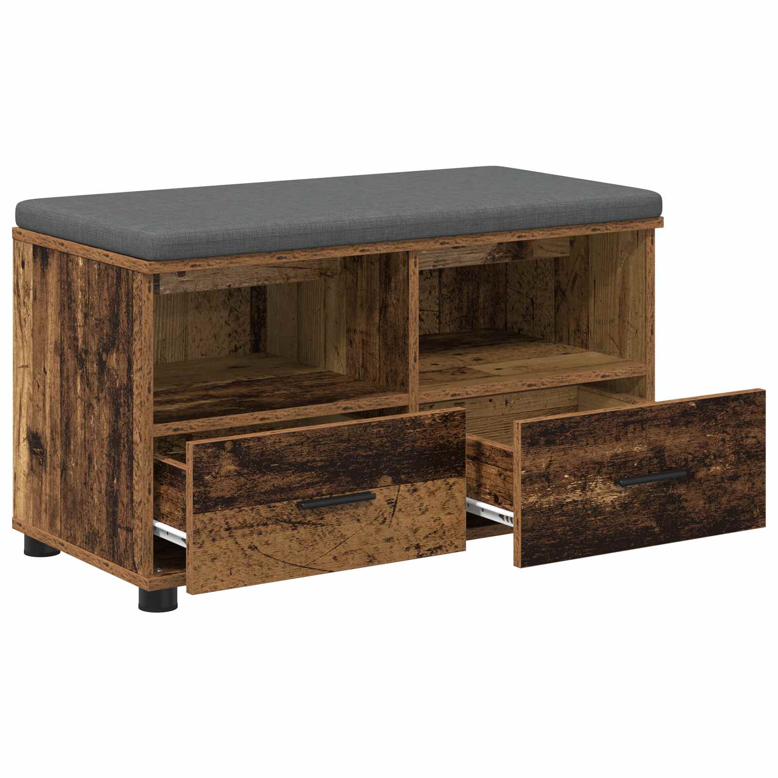 Flurbank mit Kissen mit Schubladen Altholz 80 x 38 x 46 cm