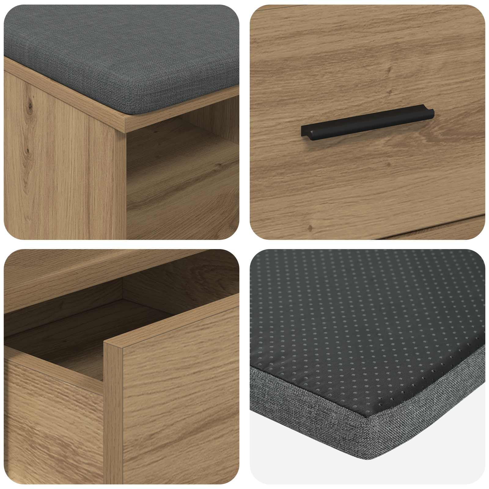 Flurbank mit Kissen mit Regal Artisan-Eiche 80 x 38 x 46 cm