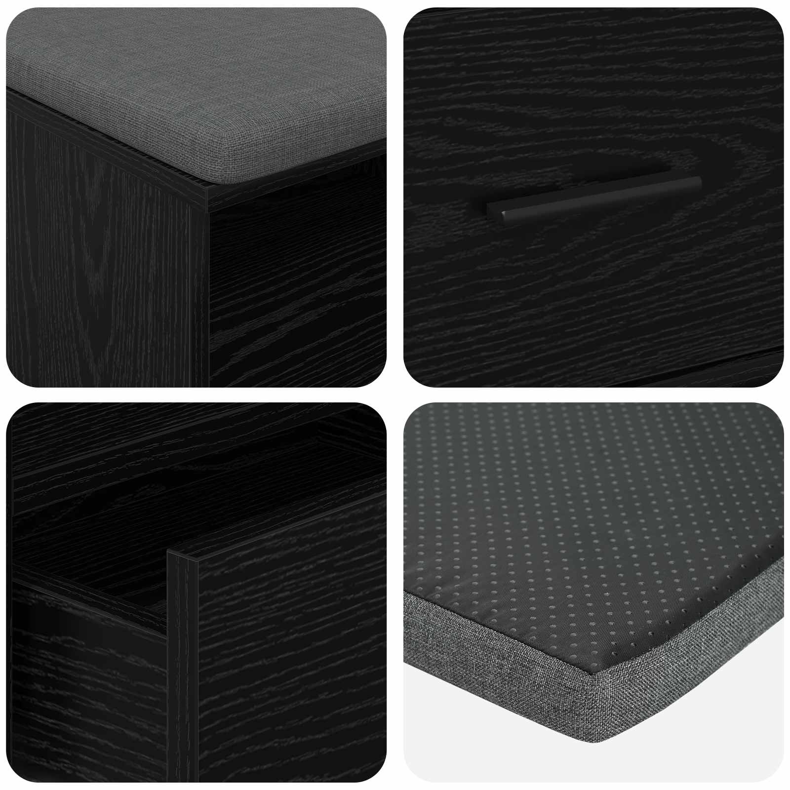 Flurbank mit Kissen mit Regal Schwarze Eiche 100 x 38 x 46 cm