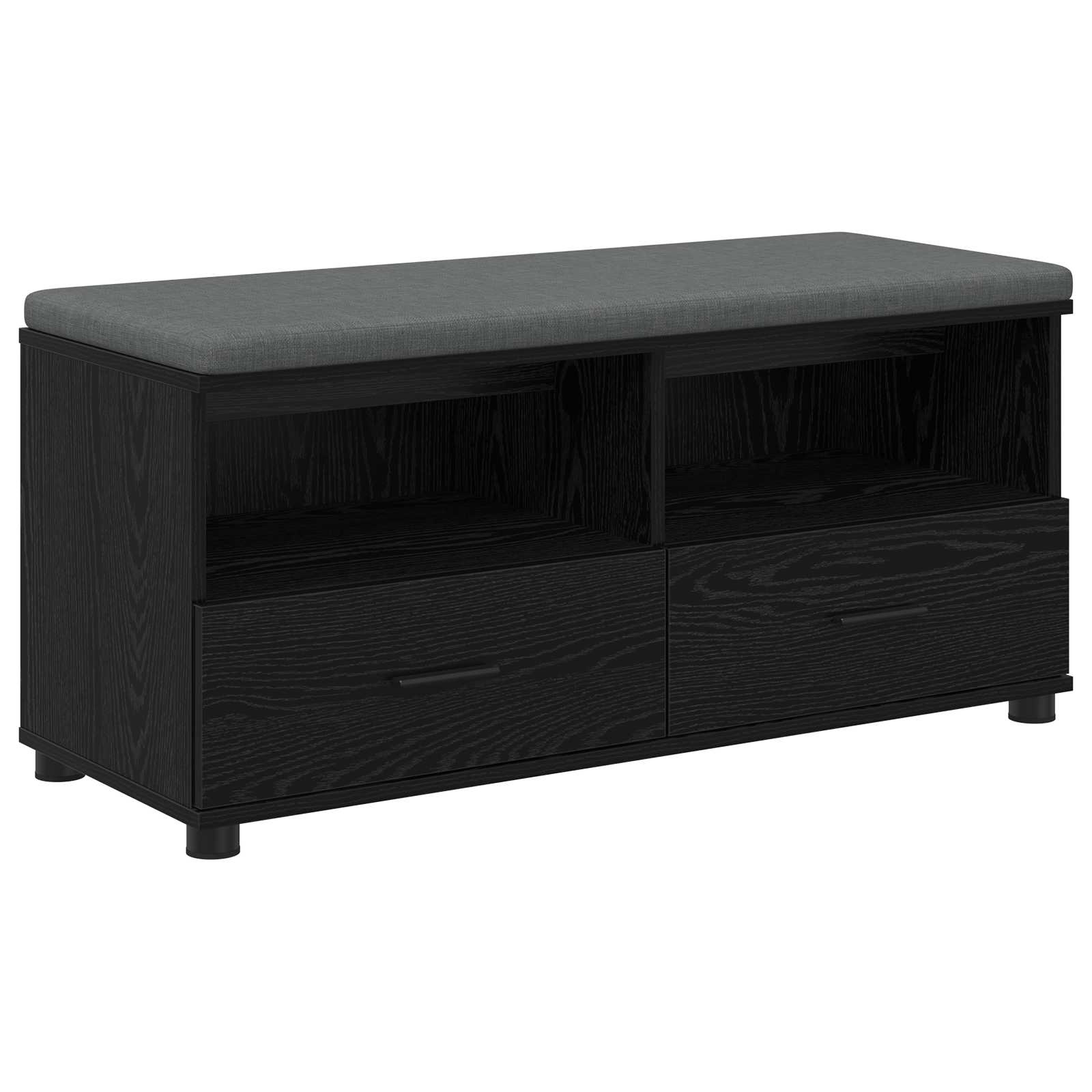 Flurbank mit Kissen mit Regal Schwarze Eiche 100 x 38 x 46 cm