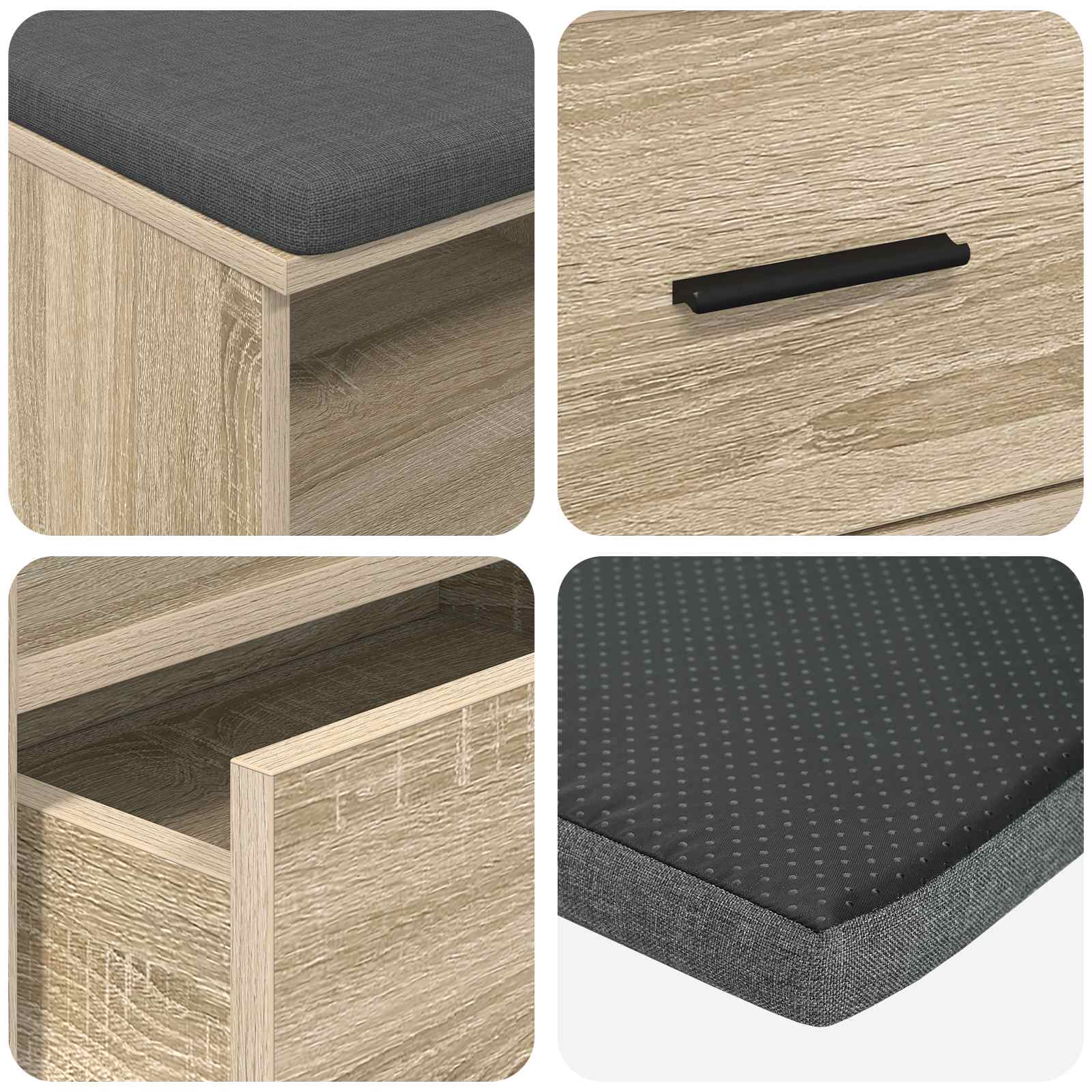 Flurbank mit Kissen mit Regal Sonoma-Eiche 100 x 38 x 46 cm