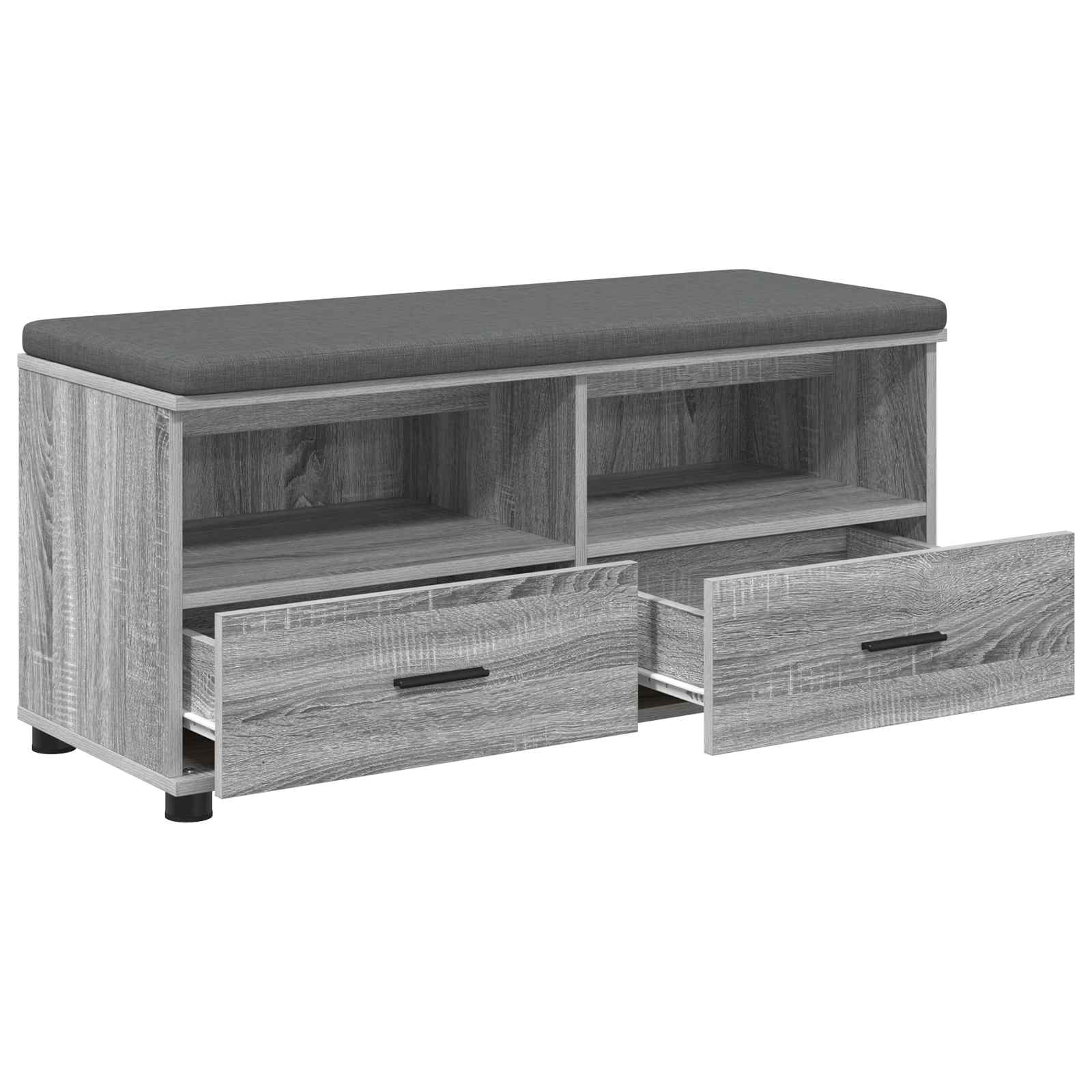 Flurbank mit Kissen mit Regal Graues Sonoma 100 x 38 x 46 cm