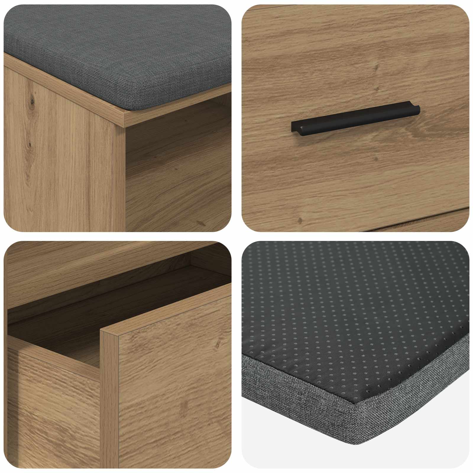 Flurbank mit Kissen mit Regal Artisan-Eiche 100 x 38 x 46 cm