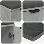 Flurbank mit Kissen mit Regal mit Tür Betongrau 60 x 38 x 46 cm