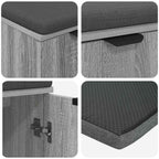 Flurbank mit Kissen mit Regal Graues Sonoma 60 x 38 x 46 cm