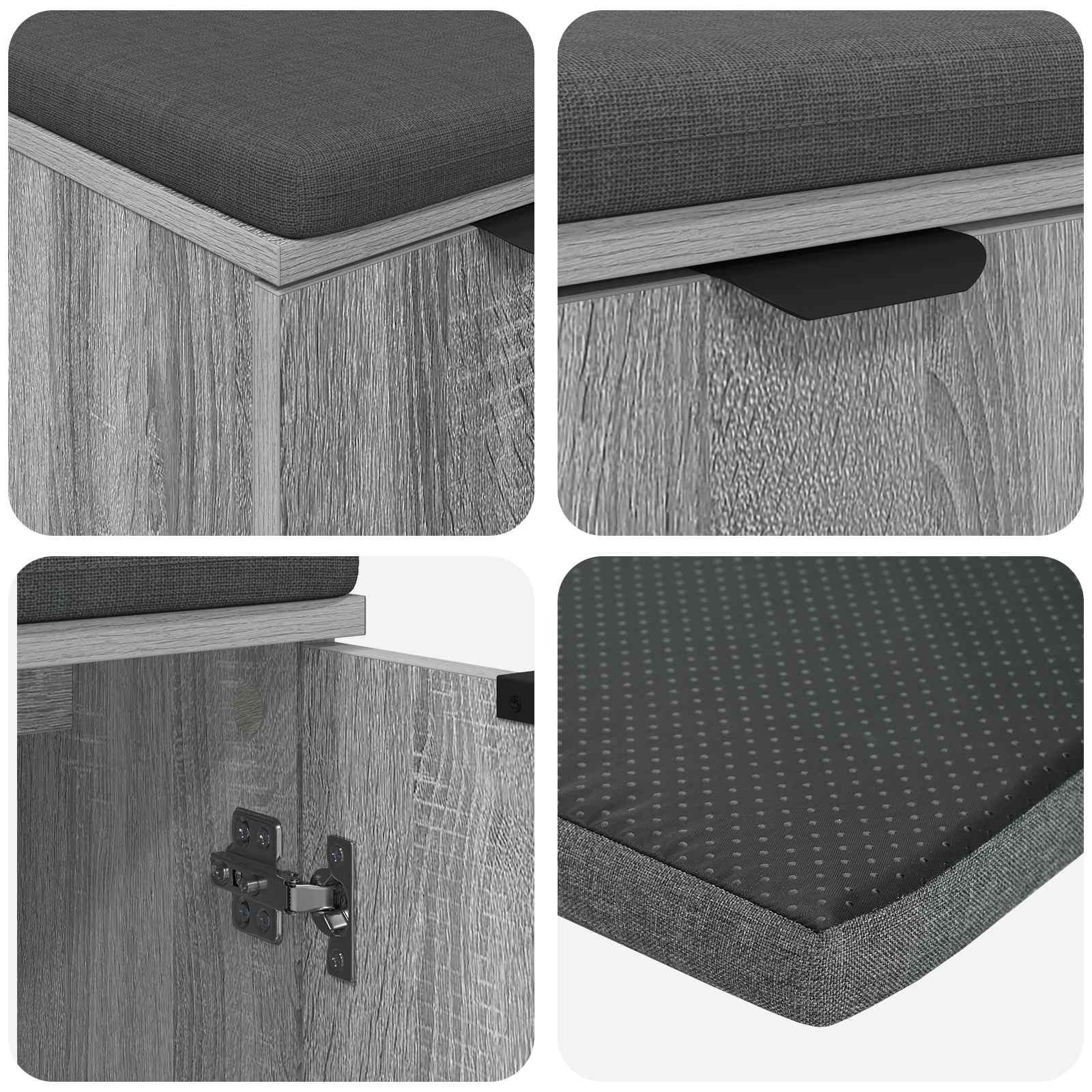 Flurbank mit Kissen mit Regal Graues Sonoma 60 x 38 x 46 cm