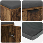Flurbank mit Kissen mit Regal mit Tür Altholz 60 x 38 x 46 cm