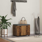 Flurbank mit Kissen mit Regal mit Tür Altholz 60 x 38 x 46 cm