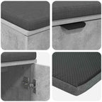 Flurbank mit Kissen mit Regal mit Tür Betongrau 80 x 38 x 46 cm