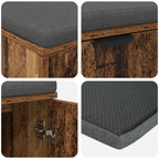 Flurbank mit Kissen mit Regal mit Tür Altholz 80 x 38 x 46 cm