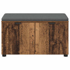 Flurbank mit Kissen mit Regal mit Tür Altholz 80 x 38 x 46 cm