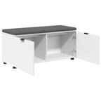 Flurbank mit Kissen mit Regal mit Tür Weiß 100 x 38 x 46 cm