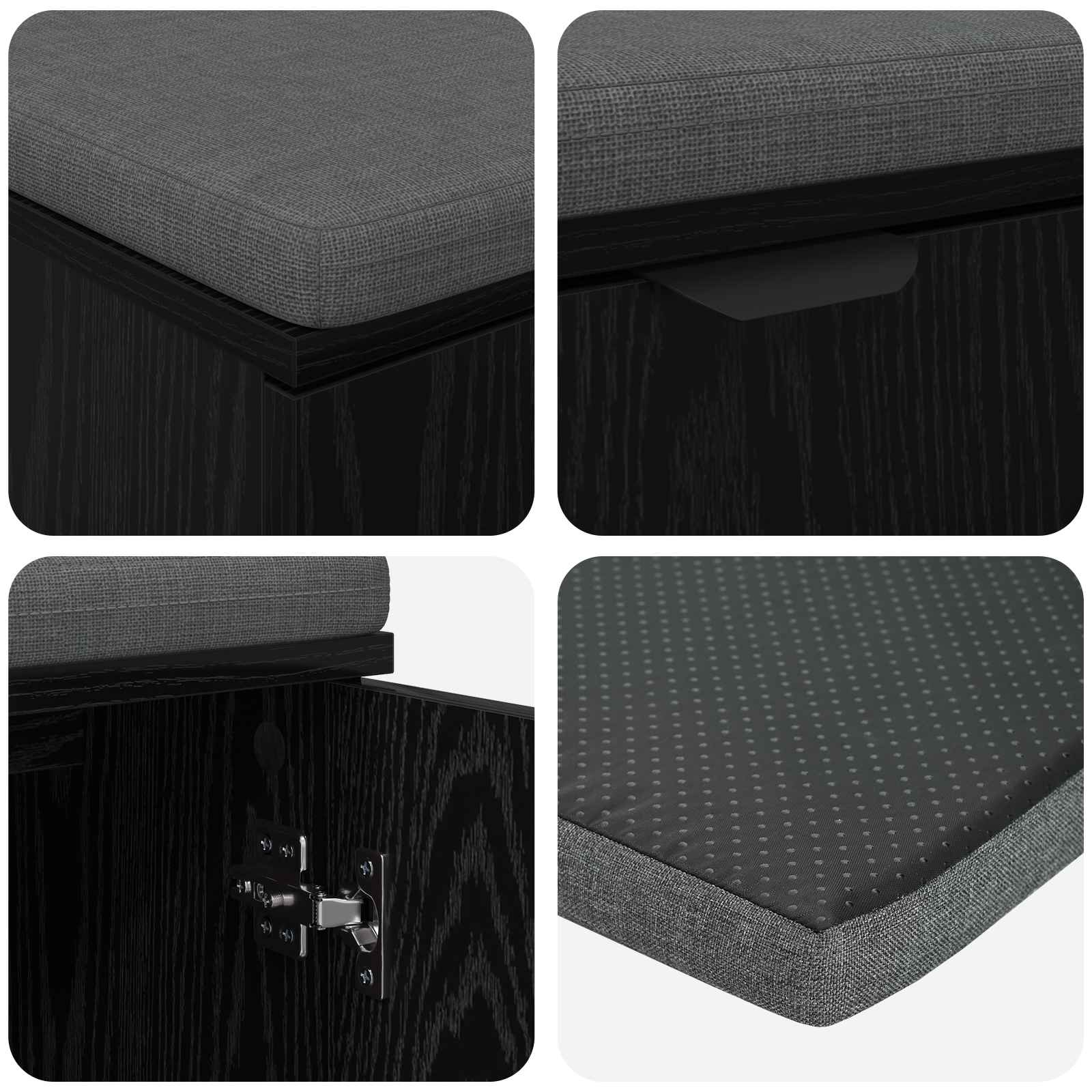Flurbank mit Kissen mit Regal Schwarze Eiche 100 x 38 x 46 cm