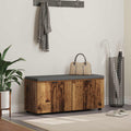 Flurbank mit Kissen mit Regal mit Tür Altholz 100 x 38 x 46 cm