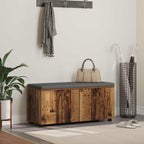 Flurbank mit Kissen mit Regal mit Tür Altholz 100 x 38 x 46 cm