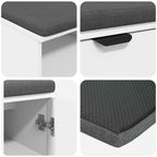 Flurbank mit Kissen mit Regal mit Speicher Weiß 60 x 38 x 46 cm
