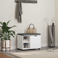 Flurbank mit Kissen mit Regal mit Speicher Weiß 60 x 38 x 46 cm
