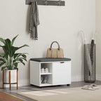 Flurbank mit Kissen mit Regal mit Speicher Weiß 60 x 38 x 46 cm