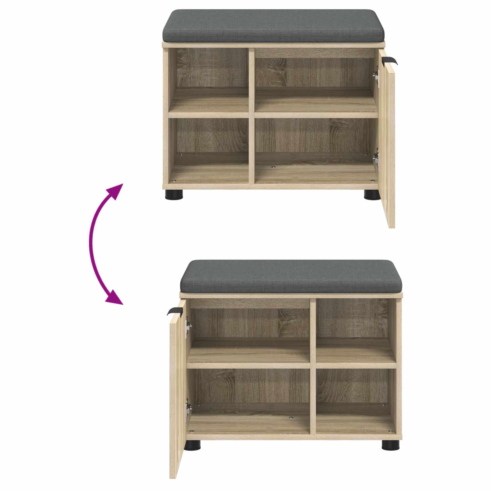Flurbank mit Kissen mit Regal Sonoma-Eiche 60 x 38 x 46 cm