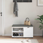 Flurbank mit Kissen mit Regal mit Speicher Weiß 80 x 38 x 46 cm
