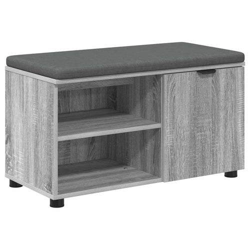 Flurbank mit Kissen mit Regal Graues Sonoma 80 x 38 x 46 cm