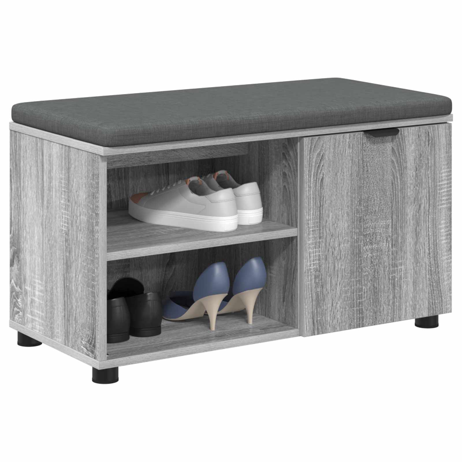 Flurbank mit Kissen mit Regal Graues Sonoma 80 x 38 x 46 cm