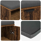 Flurbank mit Kissen mit Regal mit Tür Altholz 80 x 38 x 46 cm