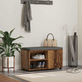 Flurbank mit Kissen mit Regal mit Tür Altholz 80 x 38 x 46 cm