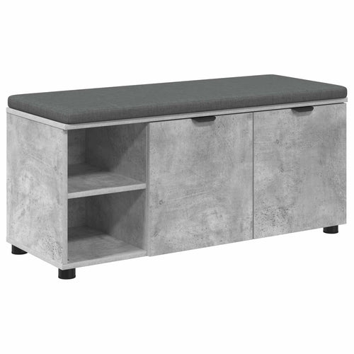 Flurbank mit Kissen mit Regal Betongrau 100 x 38 x 46 cm