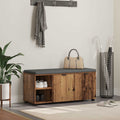 Flurbank mit Kissen mit Regal mit Tür Altholz 100 x 38 x 46 cm