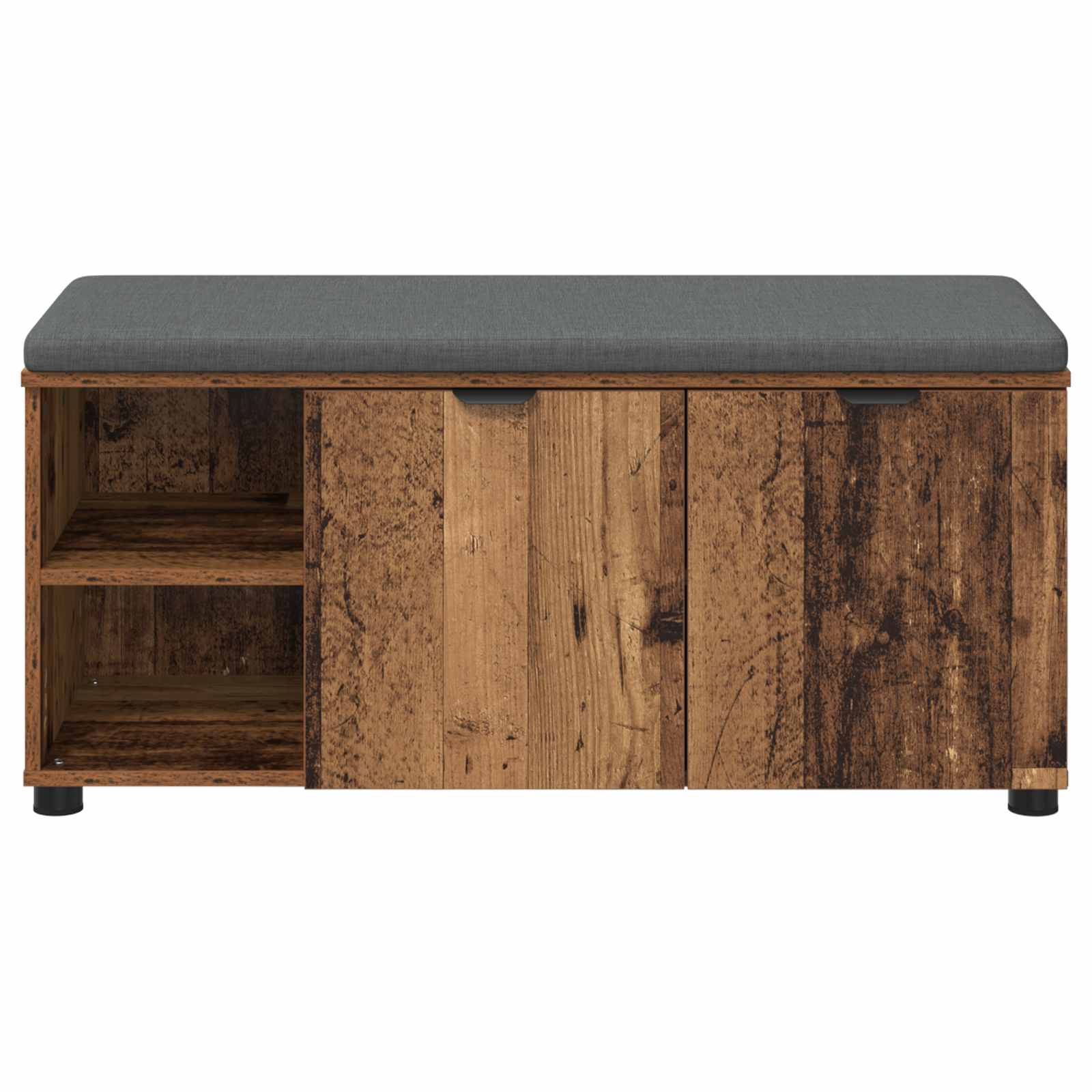 Flurbank mit Kissen mit Regal mit Tür Altholz 100 x 38 x 46 cm
