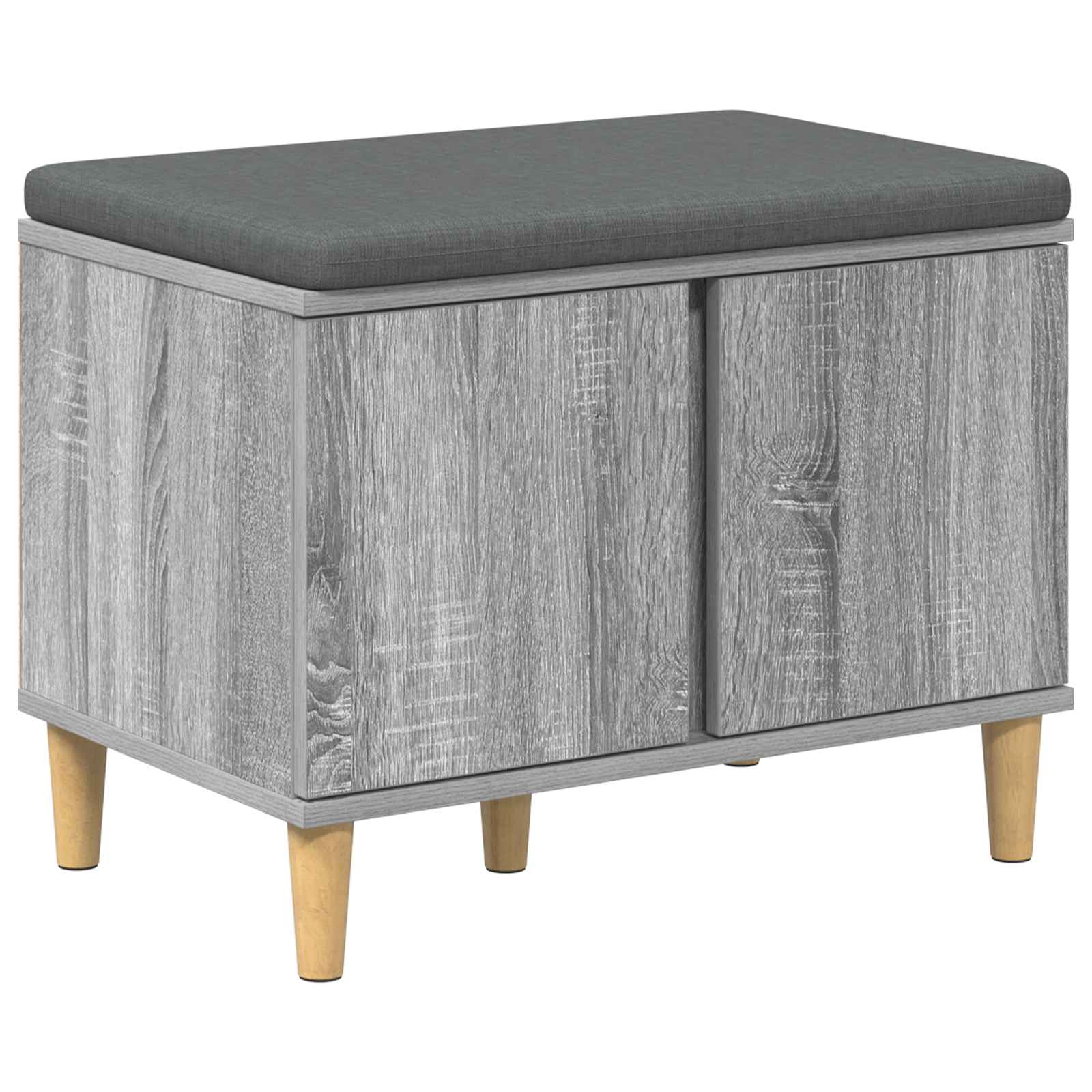 Flurbank mit Kissen mit Speicher Graues Sonoma 60 x 38 x 46 cm