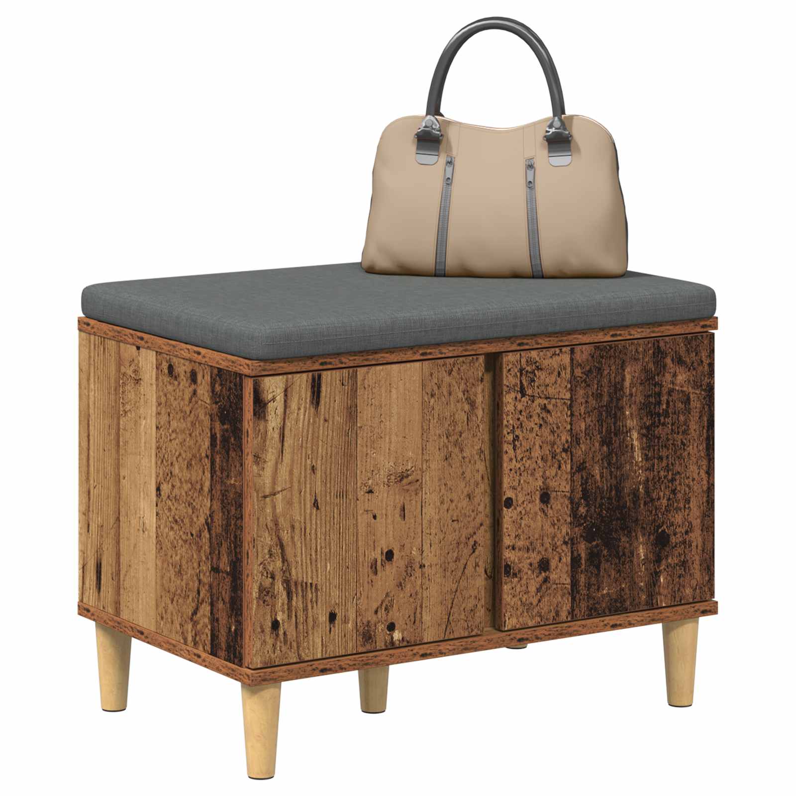 Flurbank mit Kissen mit Speicher Altholz 60 x 38 x 46 cm