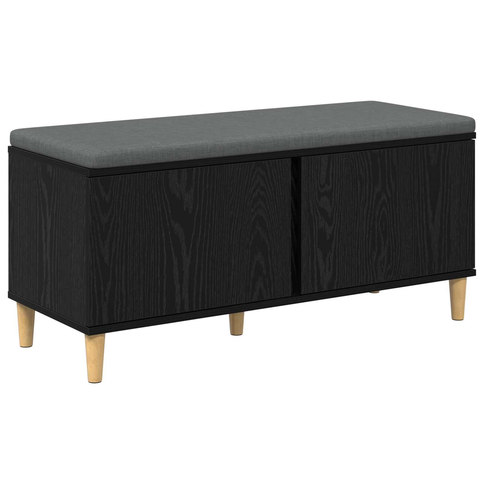 Flurbank mit Kissen mit Tür Schwarze Eiche 100 x 38 x 46 cm