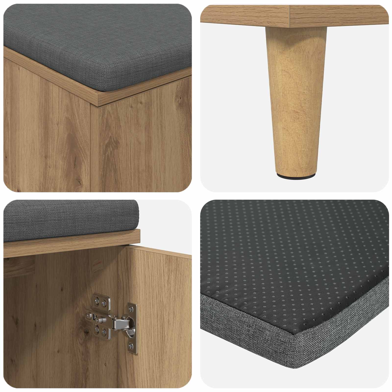 Flurbank mit Kissen mit Speicher Artisan-Eiche 100 x 38 x 46 cm