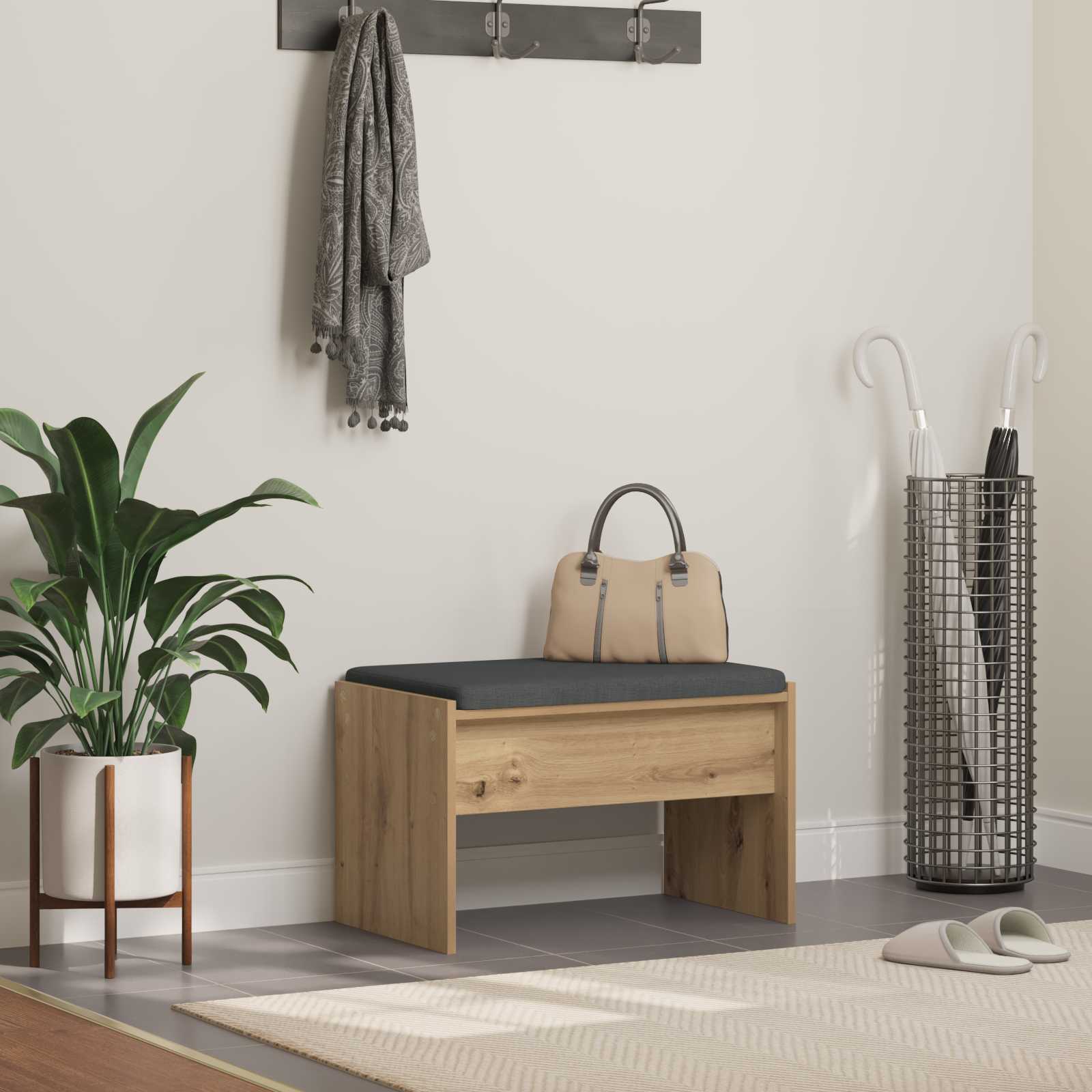 Flurbank mit Kissen Artisan-Eiche 63 x 38 x 40 cm