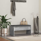 Flurbank mit Kissen Beton Grau 83 x 38 x 40 cm