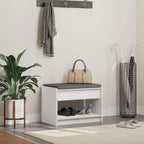 Flurbank mit Kissen mit Regal mit Speicher Weiß 63 x 38 x 45 cm