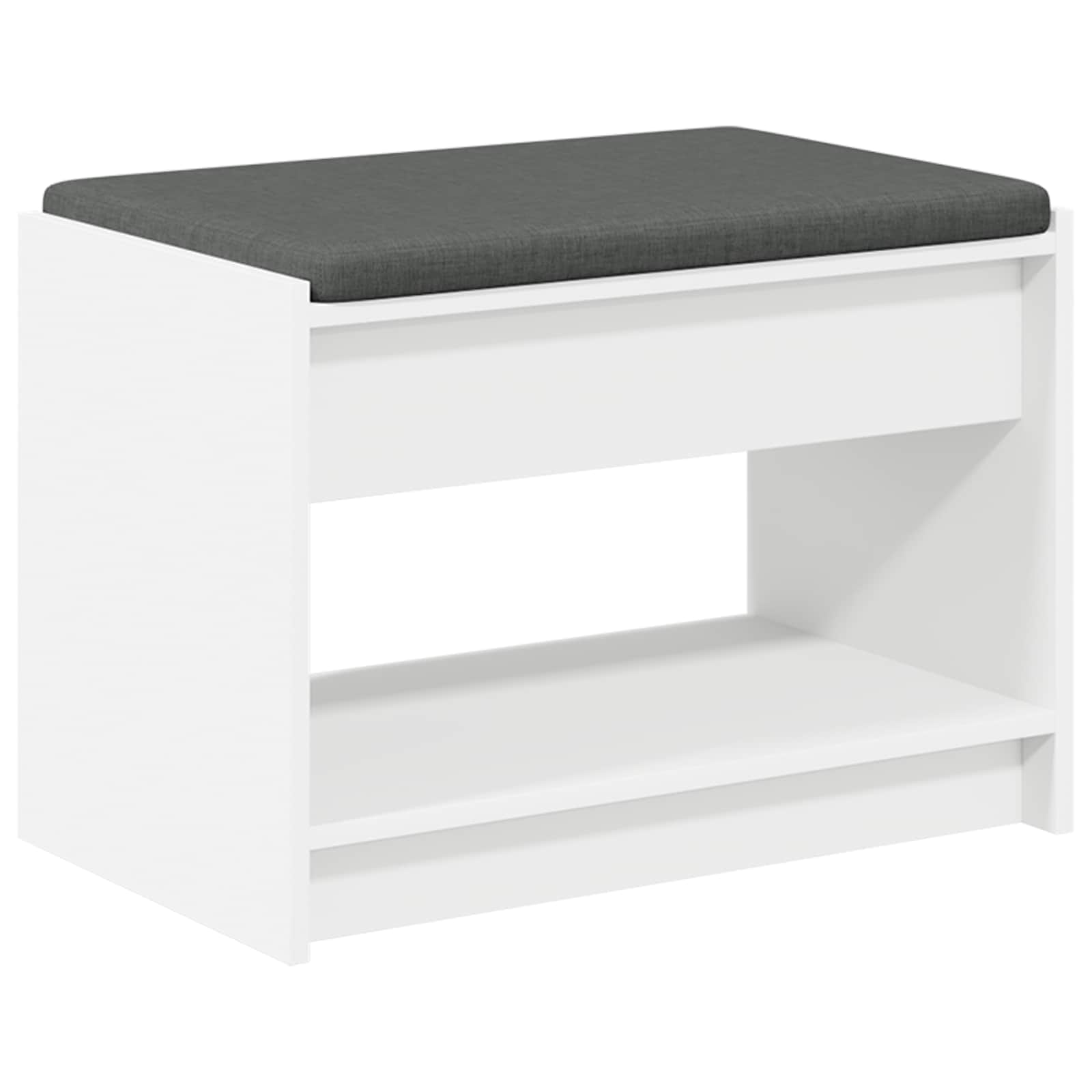 Flurbank mit Kissen mit Regal mit Speicher Weiß 63 x 38 x 45 cm