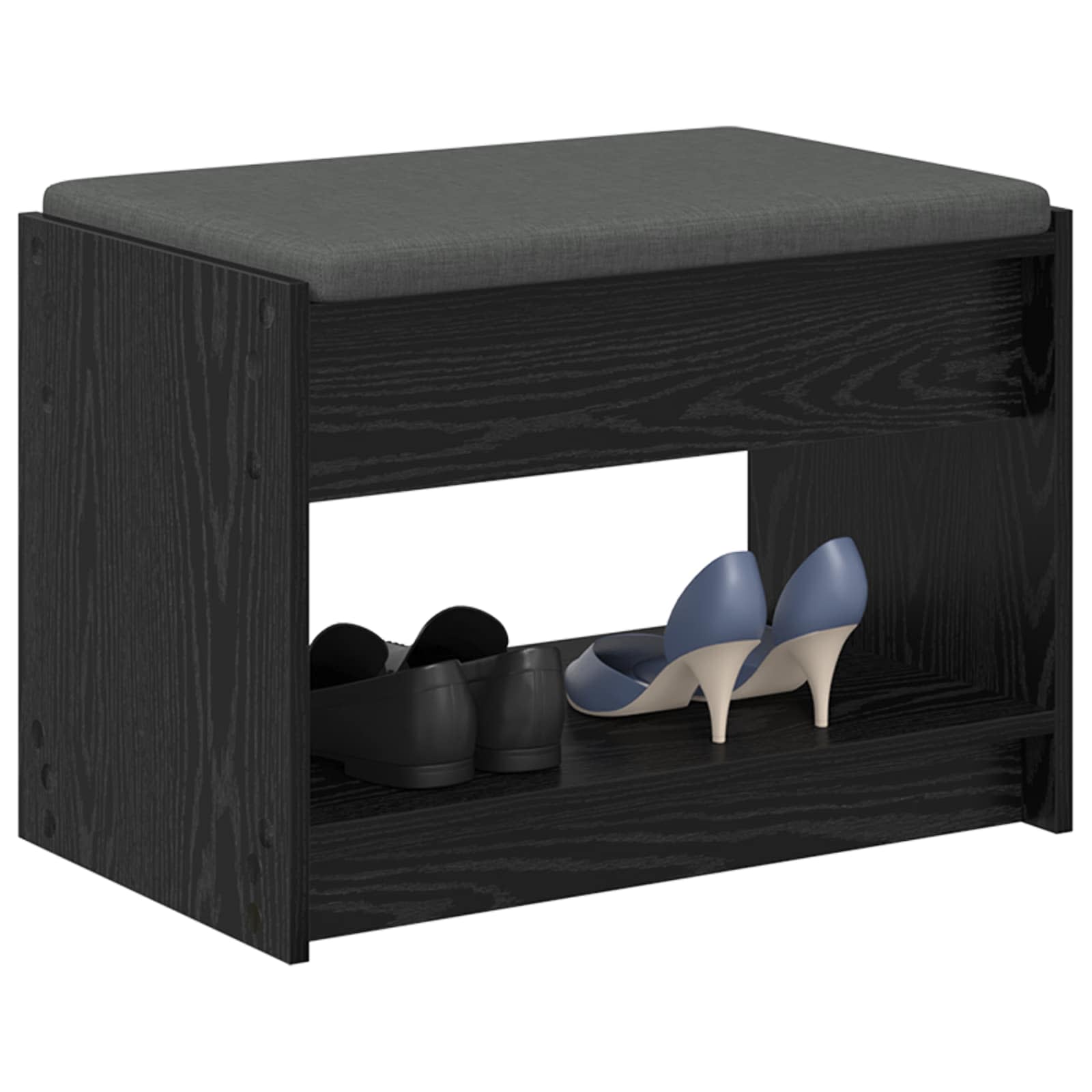 Flurbank mit Kissen mit Regal Schwarze Eiche 63 x 38 x 45 cm
