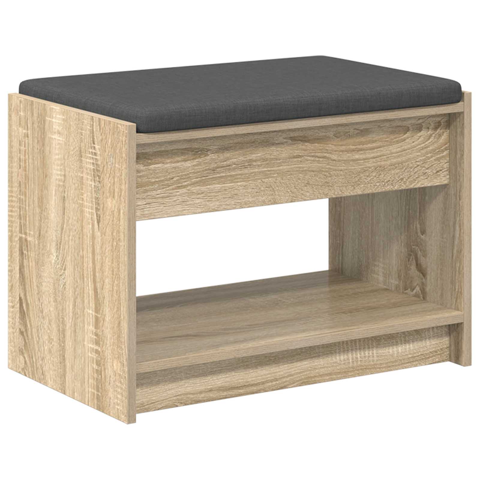 Flurbank mit Kissen mit Regal Sonoma-Eiche 63 x 38 x 45 cm