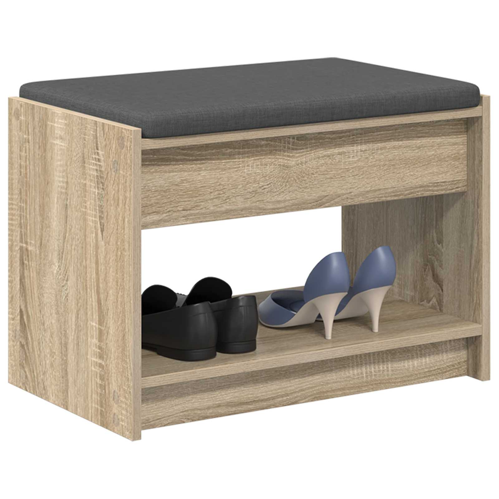 Flurbank mit Kissen mit Regal Sonoma-Eiche 63 x 38 x 45 cm