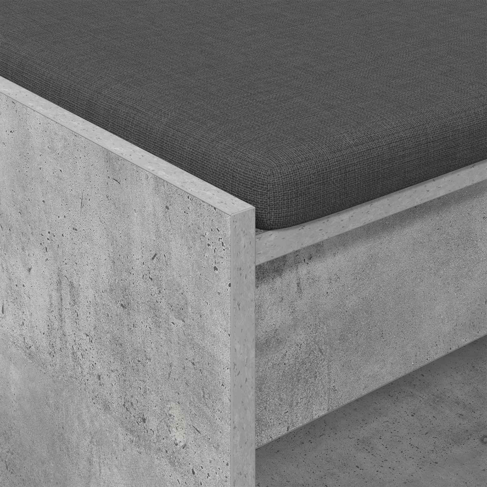 Flurbank mit Kissen mit Regal Betongrau 63 x 38 x 45 cm