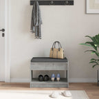 Flurbank mit Kissen mit Regal Betongrau 63 x 38 x 45 cm