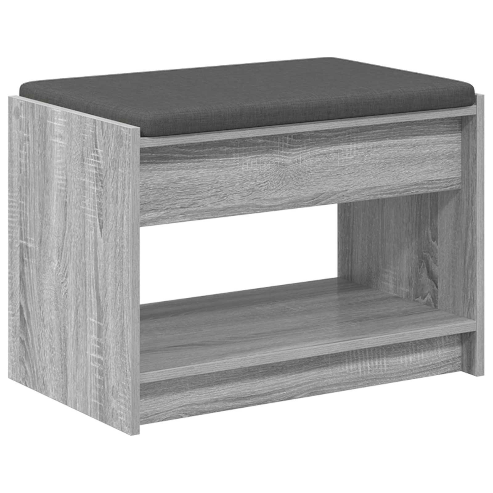 Flurbank mit Kissen mit Regal Graues Sonoma 63 x 38 x 45 cm