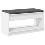 Flurbank mit Kissen mit Regal mit Speicher Weiß 83 x 38 x 45 cm
